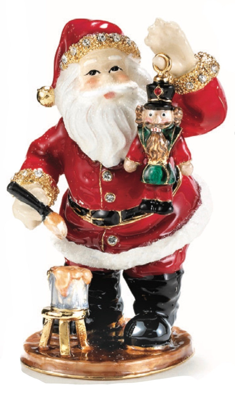 Santa with Nutcracker Trinket Box, 3-1/2