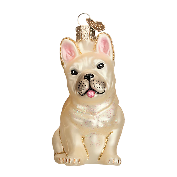 French Bulldog Glass Ornament by Old World Christmas, 3.25"