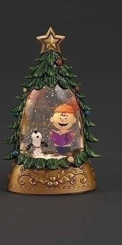 Charlie Brown and Snoopy Singing Shimmering Light Up Tree, 6"