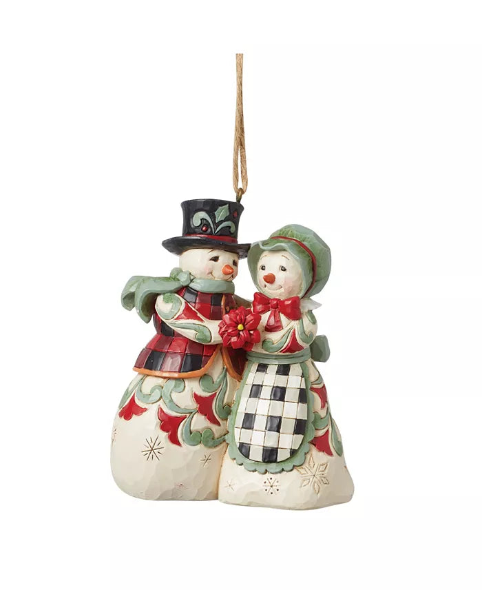 Jim Shore Highland Glen Snowman Couple Ornament, 3.74"