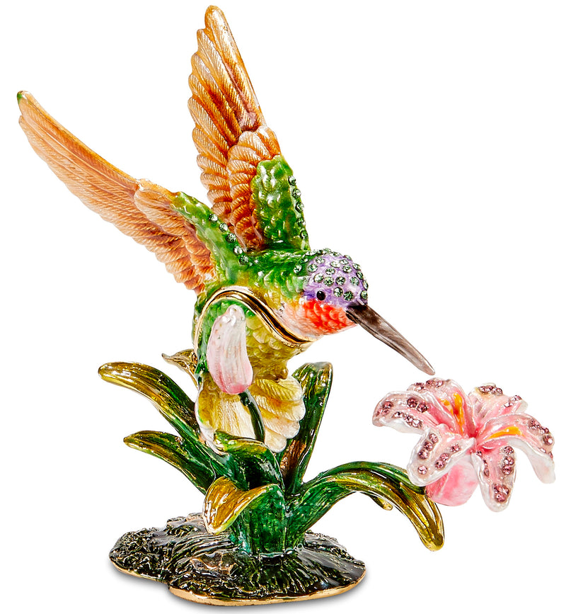 Hummingbird with Lily Box, 4"