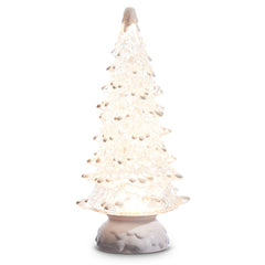 Lighted Tree with Snow and Swirling Glitter, 12
