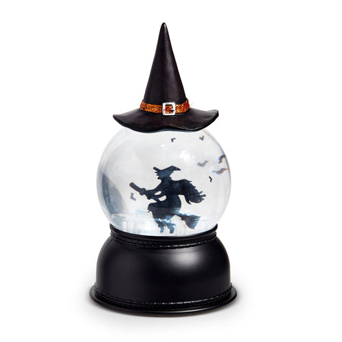 Flying Witch Lighted Swirling Bat Globe, 8"