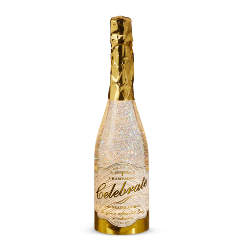 Lighted Champagne Bottle with Swirling Glitter, 12.5" H