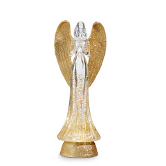 Lighted Angle with Gold Swirling Glitter, 13.25