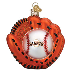 Giants Baseball MItt Glass Ornament by Old World Christmas, 3.75