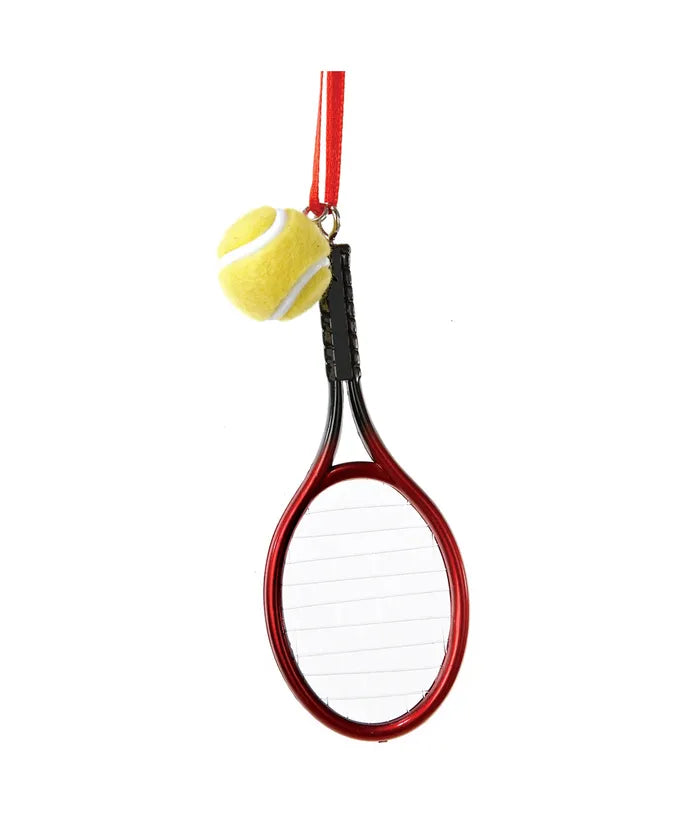 Tennis Racket with Ball Ornament, 4"